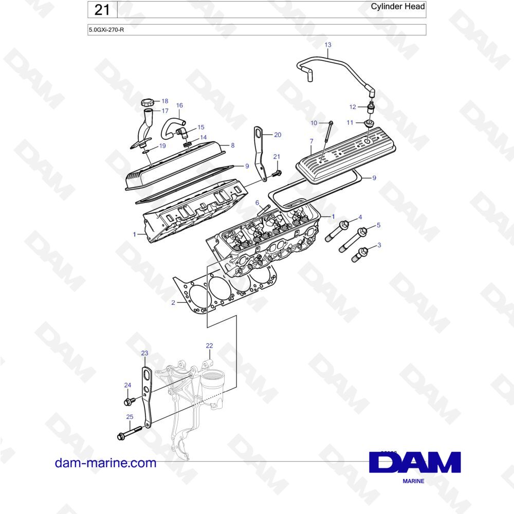 Spare parts and exploded views for Volvo Penta 5.0L GXI